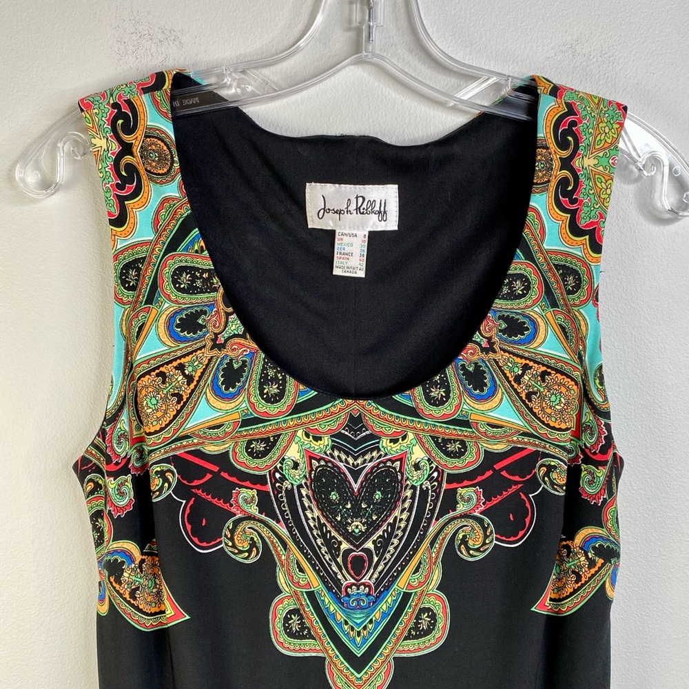 Joseph Ribkoff Black patterned sleeveless dress size 8
